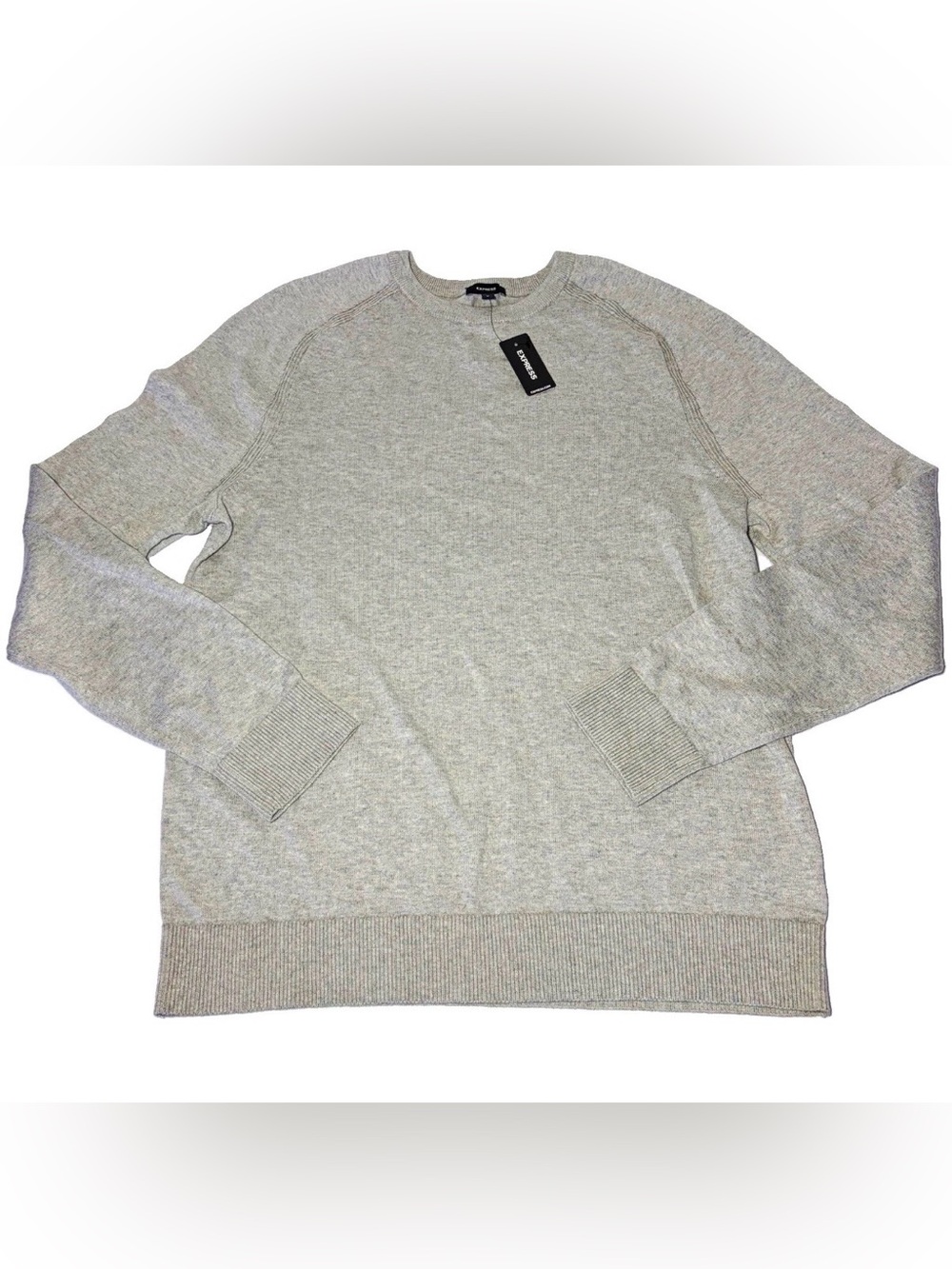NWT Express Gray Solid 100% Cotton Knit Crew Neck Pullover Sweater Men's Size M